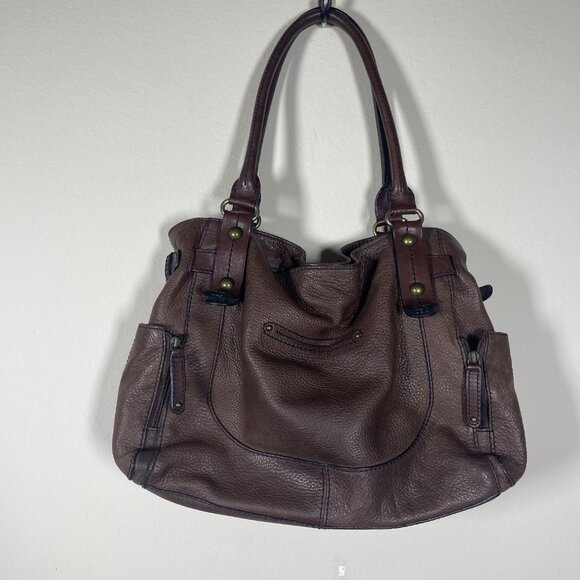 Pelle Studio Brown Leather Vintage Boho Shoulder Tote Bag 15" x 11" - Picture 4 of 6